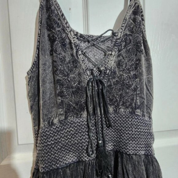 Vintage Gray Embroidered Ruffle Dress - Picture 3 of 5